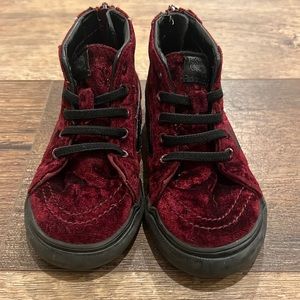 Burgundy Velvet Vans - Toddler 8
